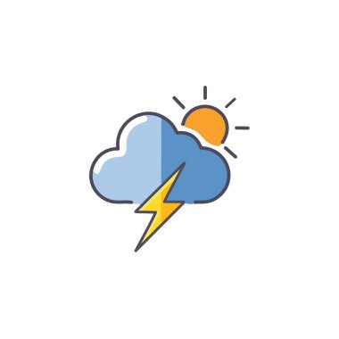 Gök gürültülü bulutlu ama güneş vektörü sanat ikonu tasarımı. Simge konsepti tasarımı.