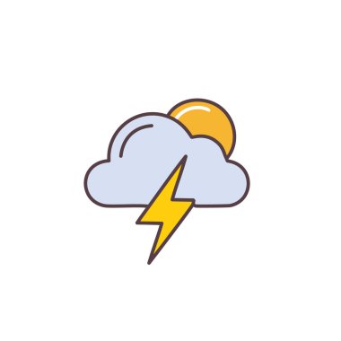 Gök gürültülü bulutlu ama güneş vektörü sanat ikonu tasarımı. Simge konsepti tasarımı.