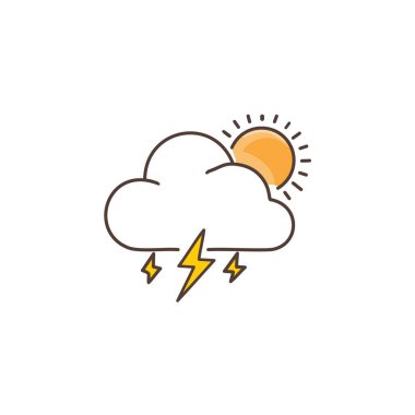 Gök gürültülü bulutlu ama güneş vektörü sanat ikonu tasarımı. Simge konsepti tasarımı.