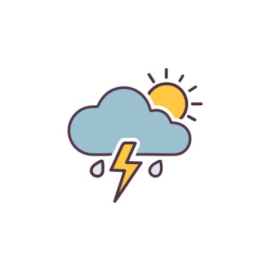 Gök gürültülü bulutlu ama güneş vektörü sanat ikonu tasarımı. Simge konsepti tasarımı.