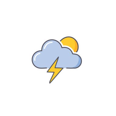 Gök gürültülü bulutlu ama güneş vektörü sanat ikonu tasarımı. Simge konsepti tasarımı.