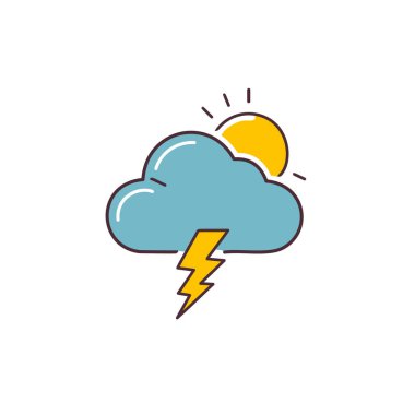 Gök gürültülü bulutlu ama güneş vektörü sanat ikonu tasarımı. Simge konsepti tasarımı.