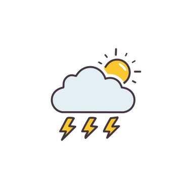 Gök gürültülü bulutlu ama güneş vektörü sanat ikonu tasarımı. Simge konsepti tasarımı.