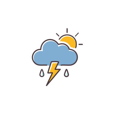 Gök gürültülü bulutlu ama güneş vektörü sanat ikonu tasarımı. Simge konsepti tasarımı.