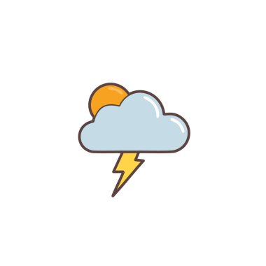 Gök gürültülü bulutlu ama güneş vektörü sanat ikonu tasarımı. Simge konsepti tasarımı.