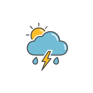 Gök gürültülü bulutlu ama güneş vektörü sanat ikonu tasarımı. Simge konsepti tasarımı.