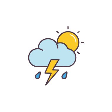 Gök gürültülü bulutlu ama güneş vektörü sanat ikonu tasarımı. Simge konsepti tasarımı.