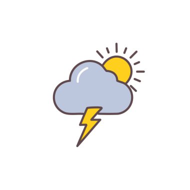 Gök gürültülü bulutlu ama güneş vektörü sanat ikonu tasarımı. Simge konsepti tasarımı.