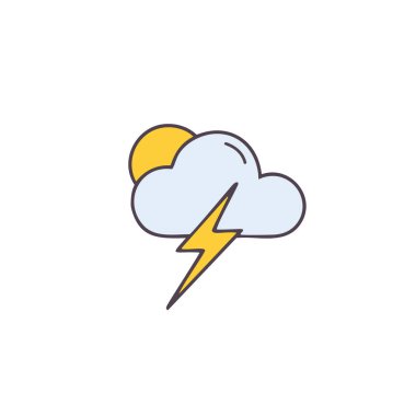 Gök gürültülü bulutlu ama güneş vektörü sanat ikonu tasarımı. Simge konsepti tasarımı.