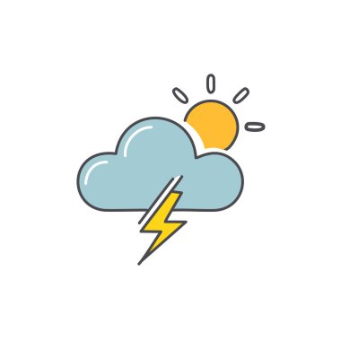 Gök gürültülü bulutlu ama güneş vektörü sanat ikonu tasarımı. Simge konsepti tasarımı.