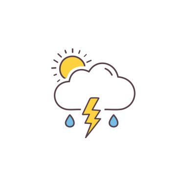 Gök gürültülü bulutlu ama güneş vektörü sanat ikonu tasarımı. Simge konsepti tasarımı.