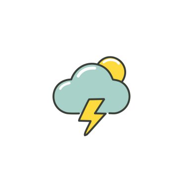 Gök gürültülü bulutlu ama güneş vektörü sanat ikonu tasarımı. Simge konsepti tasarımı.