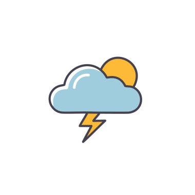 Gök gürültülü bulutlu ama güneş vektörü sanat ikonu tasarımı. Simge konsepti tasarımı.