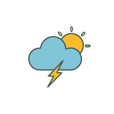 Gök gürültülü bulutlu ama güneş vektörü sanat ikonu tasarımı. Simge konsepti tasarımı.