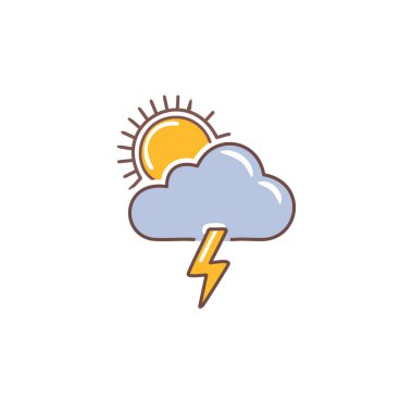 Gök gürültülü bulutlu ama güneş vektörü sanat ikonu tasarımı. Simge konsepti tasarımı.