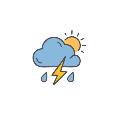 Gök gürültülü bulutlu ama güneş vektörü sanat ikonu tasarımı. Simge konsepti tasarımı.