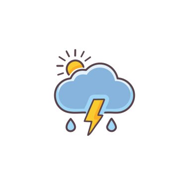 Gök gürültülü bulutlu ama güneş vektörü sanat ikonu tasarımı. Simge konsepti tasarımı.