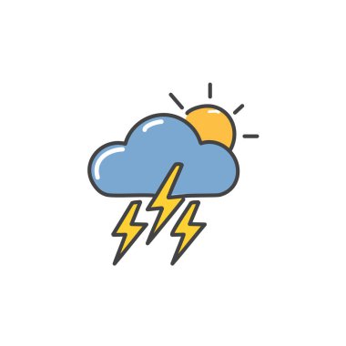 Gök gürültülü bulutlu ama güneş vektörü sanat ikonu tasarımı. Simge konsepti tasarımı.