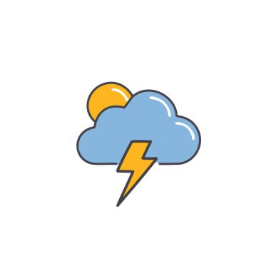 Gök gürültülü bulutlu ama güneş vektörü sanat ikonu tasarımı. Simge konsepti tasarımı.