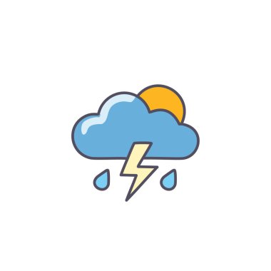 Gök gürültülü bulutlu ama güneş vektörü sanat ikonu tasarımı. Simge konsepti tasarımı.