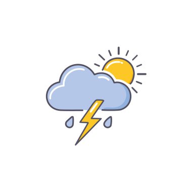 Gök gürültülü bulutlu ama güneş vektörü sanat ikonu tasarımı. Simge konsepti tasarımı.