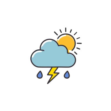 Gök gürültülü bulutlu ama güneş vektörü sanat ikonu tasarımı. Simge konsepti tasarımı.