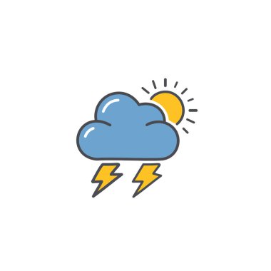 Gök gürültülü bulutlu ama güneş vektörü sanat ikonu tasarımı. Simge konsepti tasarımı.