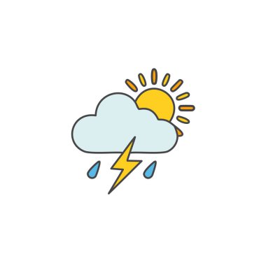 Gök gürültülü bulutlu ama güneş vektörü sanat ikonu tasarımı. Simge konsepti tasarımı.