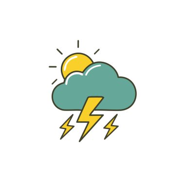 Gök gürültülü bulutlu ama güneş vektörü sanat ikonu tasarımı. Simge konsepti tasarımı.