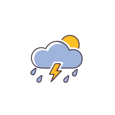 Gök gürültülü bulutlu ama güneş vektörü sanat ikonu tasarımı. Simge konsepti tasarımı.