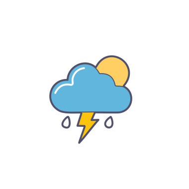 Gök gürültülü bulutlu ama güneş vektörü sanat ikonu tasarımı. Simge konsepti tasarımı.