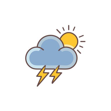 Gök gürültülü bulutlu ama güneş vektörü sanat ikonu tasarımı. Simge konsepti tasarımı.