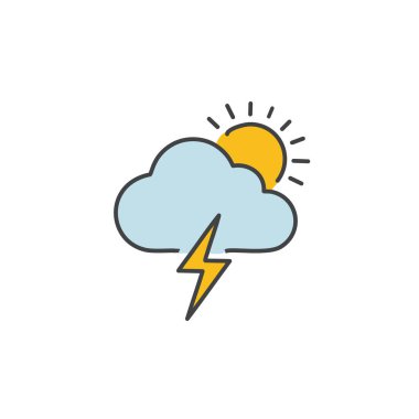 Gök gürültülü bulutlu ama güneş vektörü sanat ikonu tasarımı. Simge konsepti tasarımı.