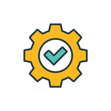 Soyut çark ve bir onay kutusu ikon vektör sanat tasarımı olarak birleştirildi. Simge konsepti tasarımı.