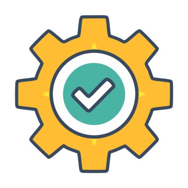 Soyut çark ve bir onay kutusu ikon vektör sanat tasarımı olarak birleştirildi. Simge konsepti tasarımı.