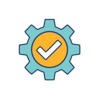 Soyut çark ve bir onay kutusu ikon vektör sanat tasarımı olarak birleştirildi. Simge konsepti tasarımı.