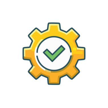 Soyut çark ve bir onay kutusu ikon vektör sanat tasarımı olarak birleştirildi. Simge konsepti tasarımı.