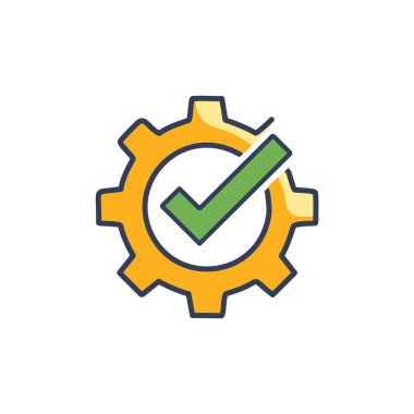 Soyut çark ve bir onay kutusu ikon vektör sanat tasarımı olarak birleştirildi. Simge konsepti tasarımı.