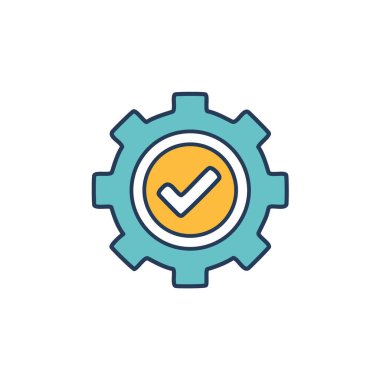 Soyut çark ve bir onay kutusu ikon vektör sanat tasarımı olarak birleştirildi. Simge konsepti tasarımı.