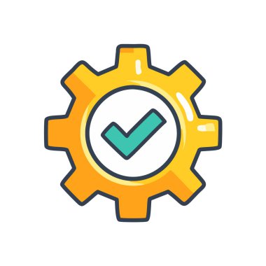 Soyut çark ve bir onay kutusu ikon vektör sanat tasarımı olarak birleştirildi. Simge konsepti tasarımı.