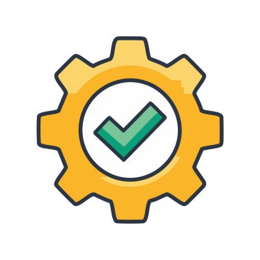 Soyut çark ve bir onay kutusu ikon vektör sanat tasarımı olarak birleştirildi. Simge konsepti tasarımı.