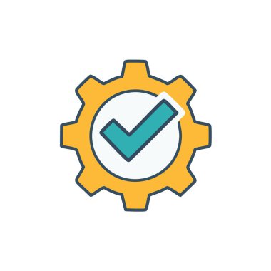 Soyut çark ve bir onay kutusu ikon vektör sanat tasarımı olarak birleştirildi. Simge konsepti tasarımı.