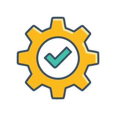 Soyut çark ve bir onay kutusu ikon vektör sanat tasarımı olarak birleştirildi. Simge konsepti tasarımı.