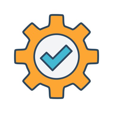 Soyut çark ve bir onay kutusu ikon vektör sanat tasarımı olarak birleştirildi. Simge konsepti tasarımı.