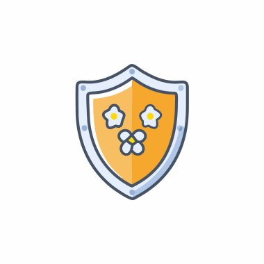 Çiçek vektör resim ikonu tasarımlı soyut bir kalkan. Simge konsepti tasarımı.