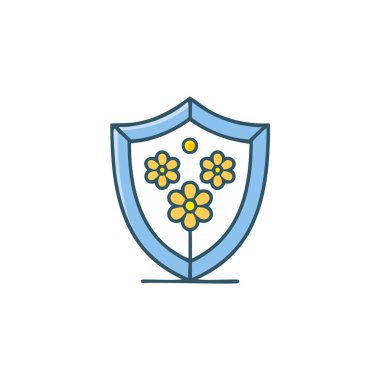 Çiçek vektör resim ikonu tasarımlı soyut bir kalkan. Simge konsepti tasarımı.