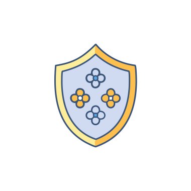 Çiçek vektör resim ikonu tasarımlı soyut bir kalkan. Simge konsepti tasarımı.