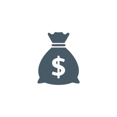 Para vektörü sanat ikonu tasarımı ile dolu soyut çanta. Simge konsepti tasarımı.