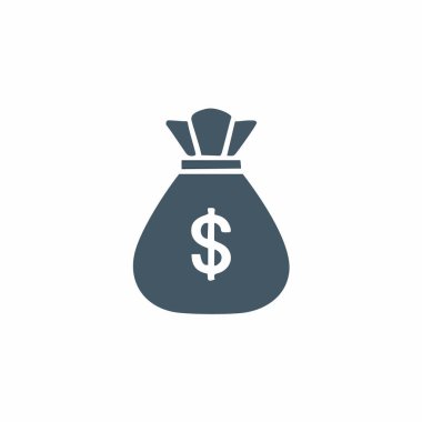 Para vektörü sanat ikonu tasarımı ile dolu soyut çanta. Simge konsepti tasarımı.