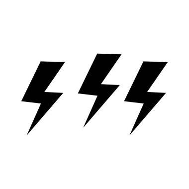 En az siyah yıldırım simgesi simgesi tasarımı, şimşek ışını siluet vektör illüstrasyon tasarımı
